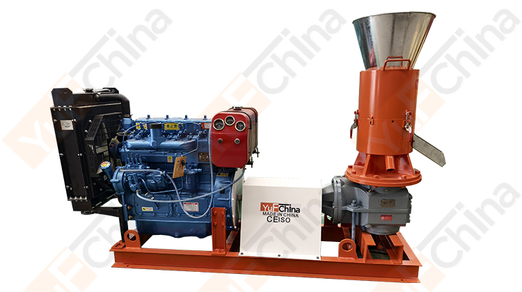 Diesel engine flat die pellet machine