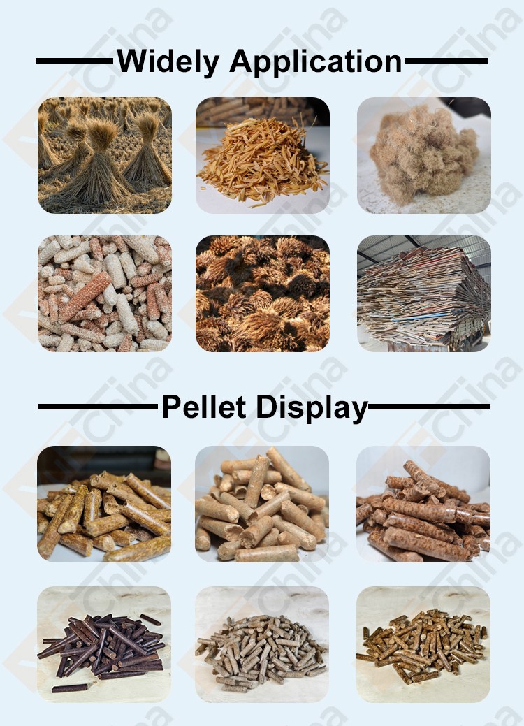 Biomass pellet raw materials and finished pellets.jpg